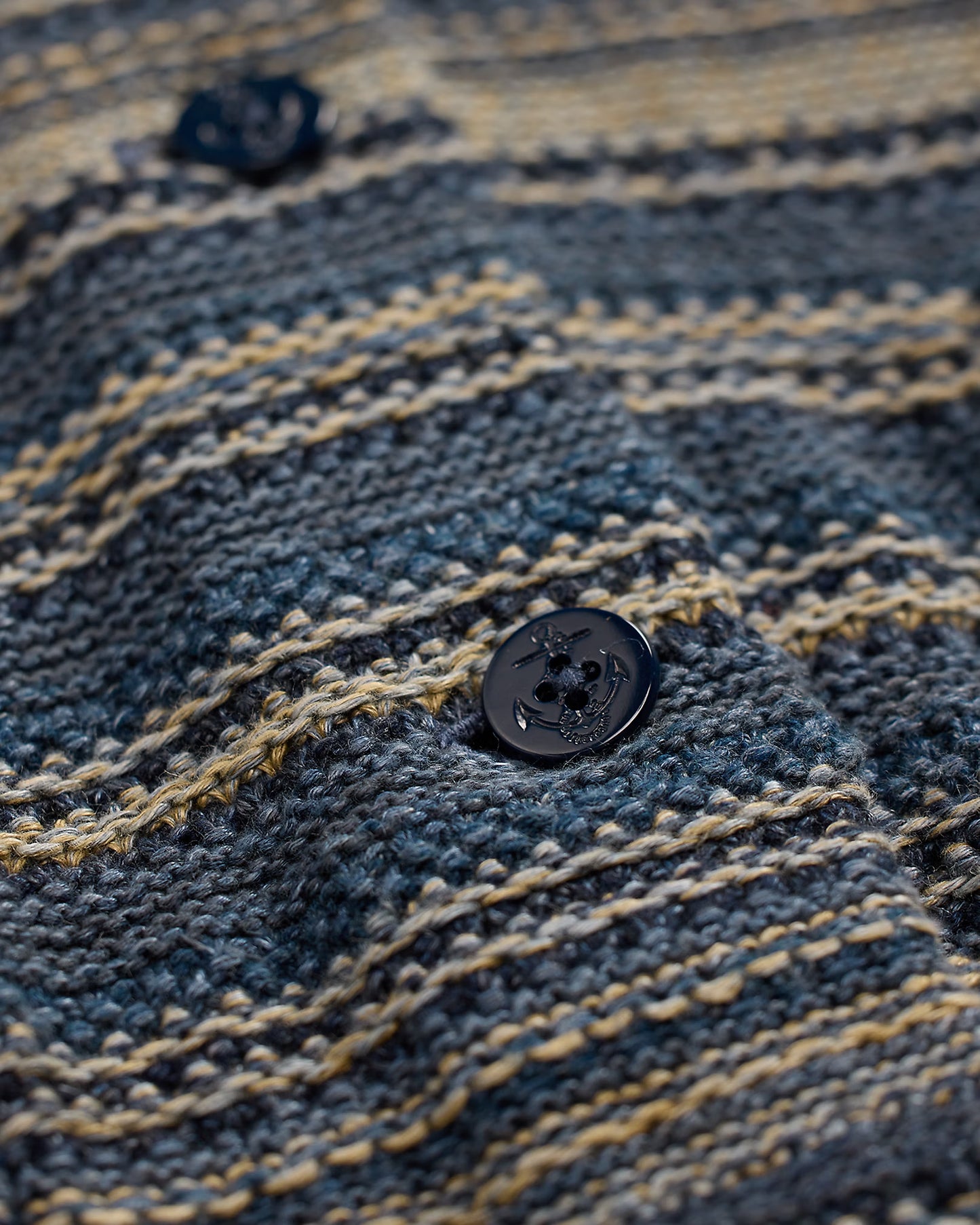 RRL Indigo Striped Linen Cotton Cardigan