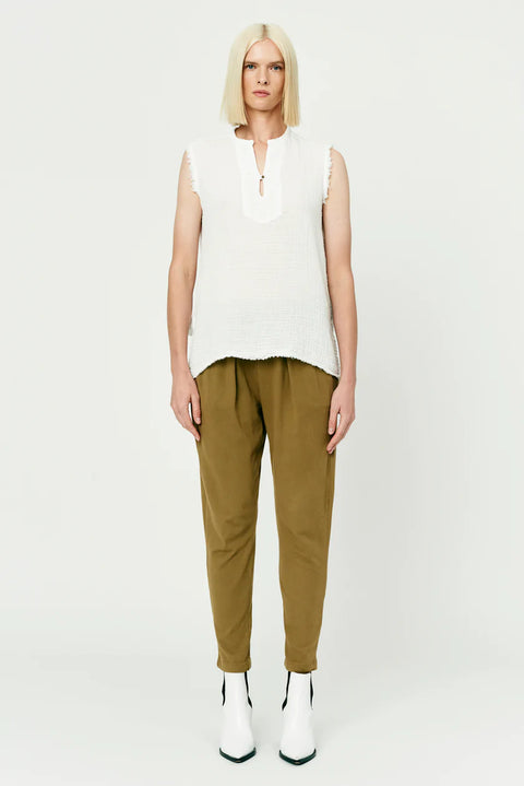 RAQUEL ALLEGRA Washed White Abiquiu Gauze Desert Top