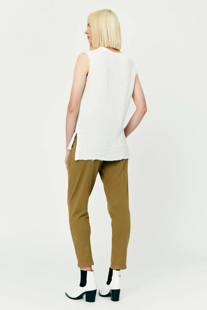 RAQUEL ALLEGRA Washed White Abiquiu Gauze Desert Top