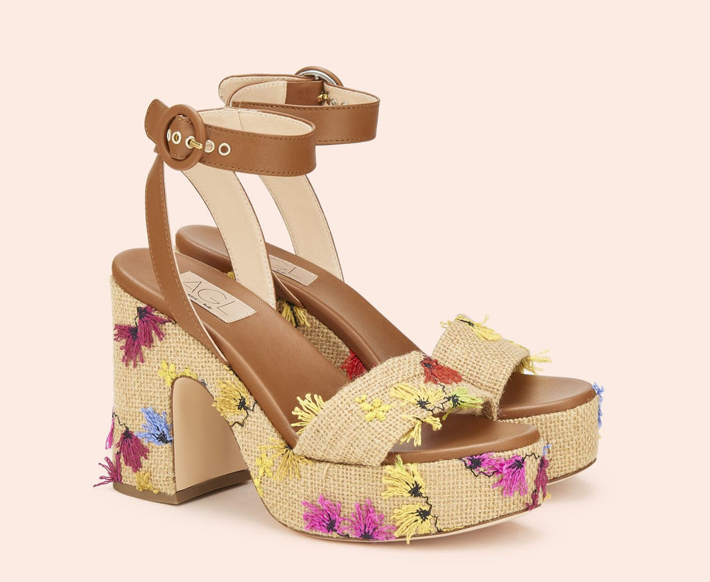AGL Sandal with Floral Embroidery