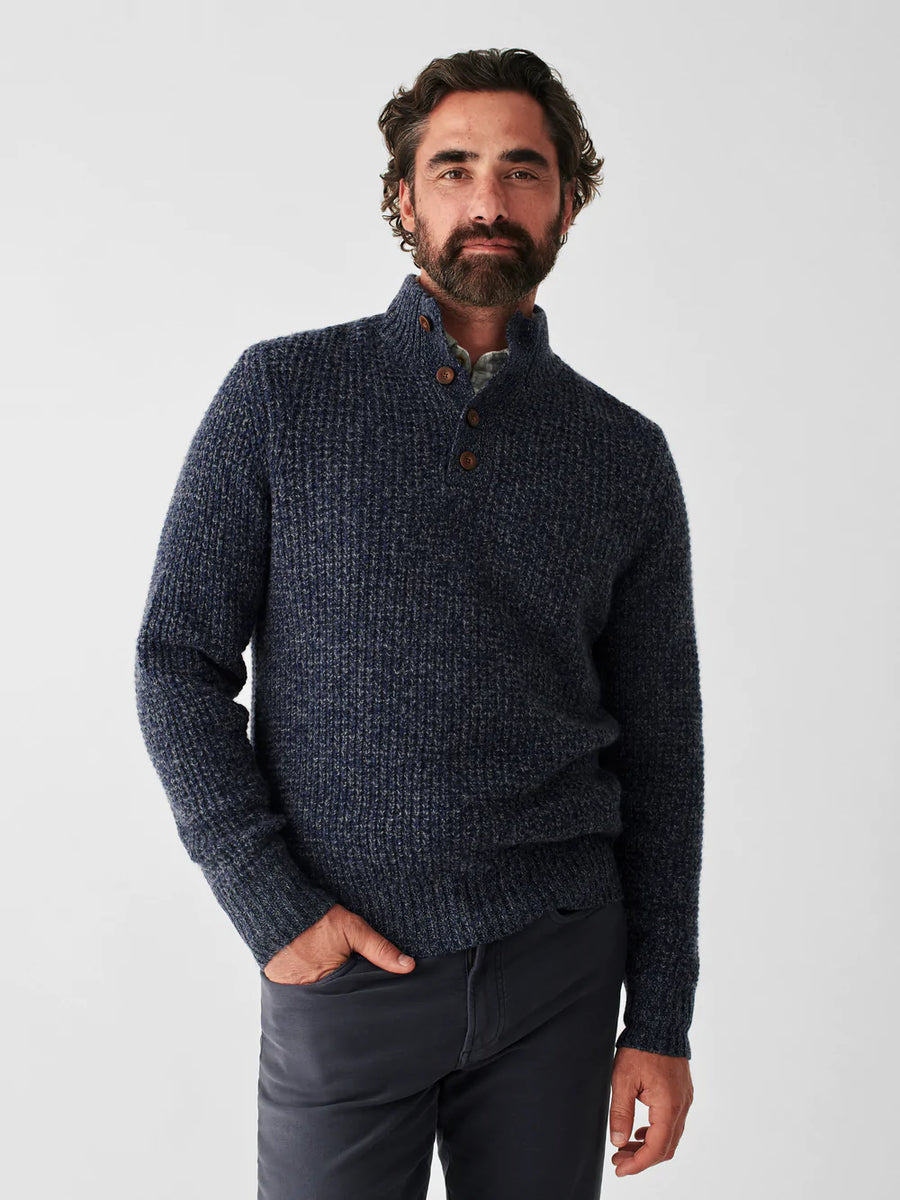 FAHERTY Cashmere Wool Quarter Button Sweater