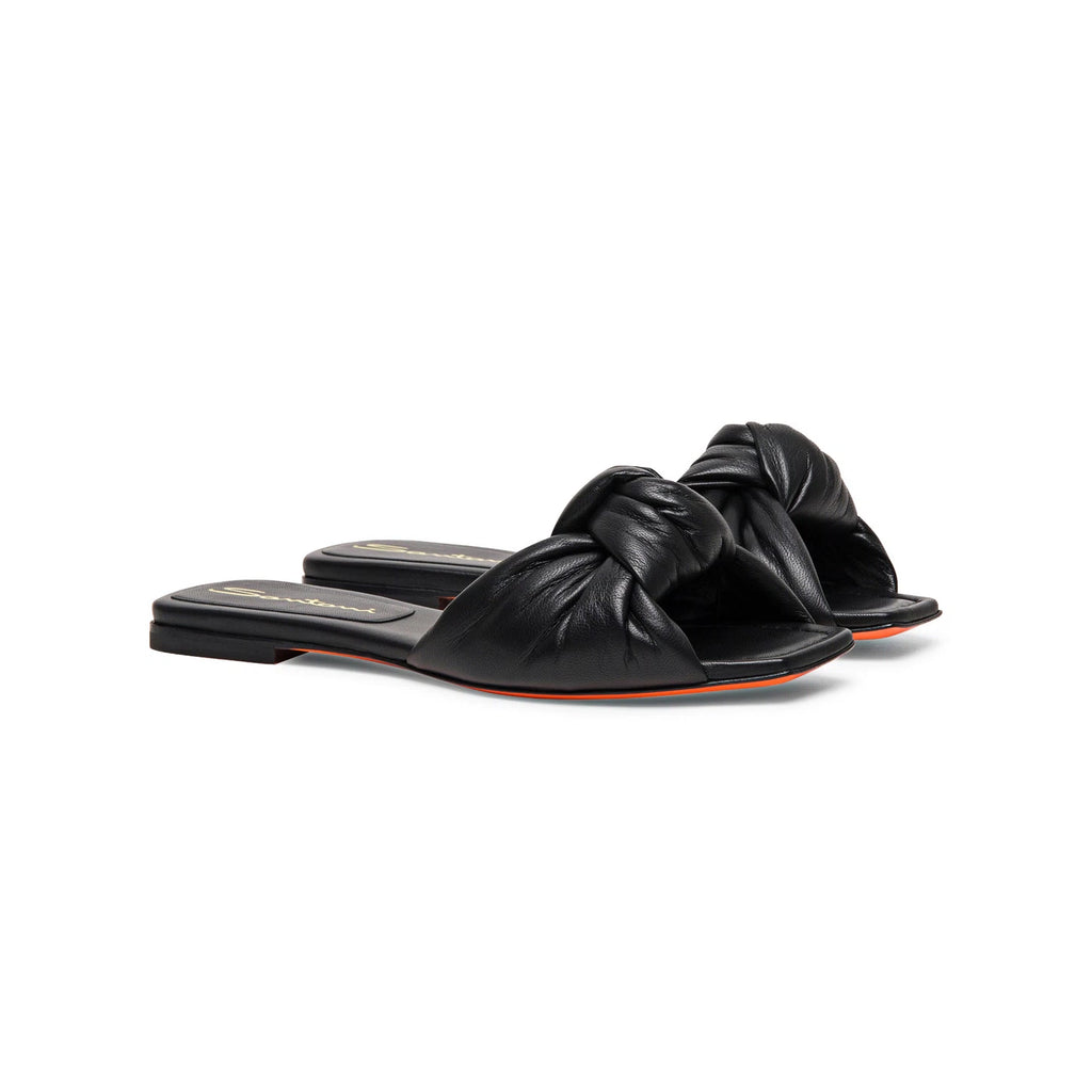 SANTONI Nappa Leather Slide Sandal with Knot (also available in BLUSH)