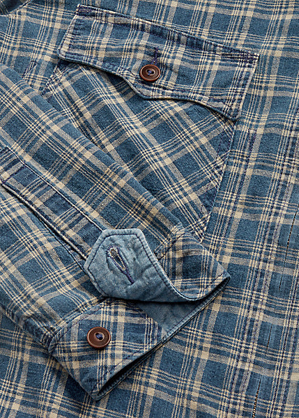 RRL Indigo Checked Linen-Cotton Jacket